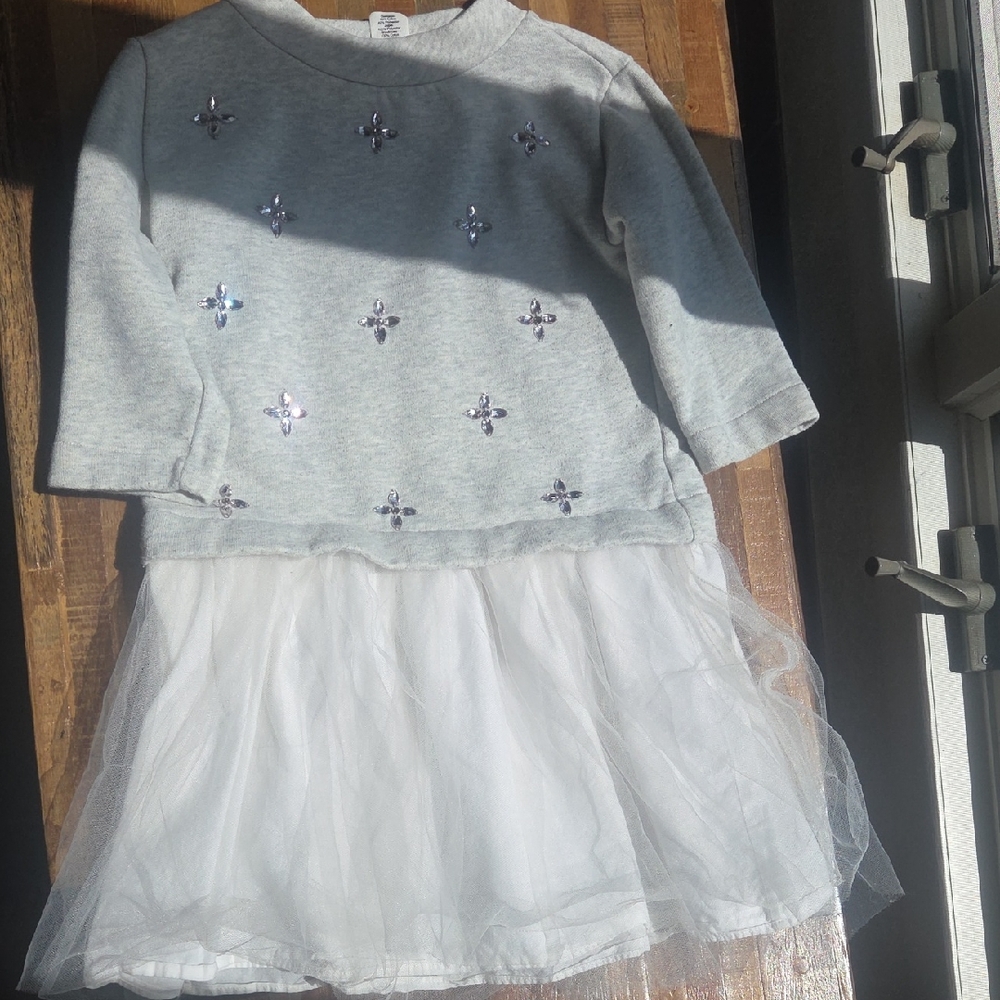 Crewcuts Gray and Silver Short Sleeve A-Line Dress